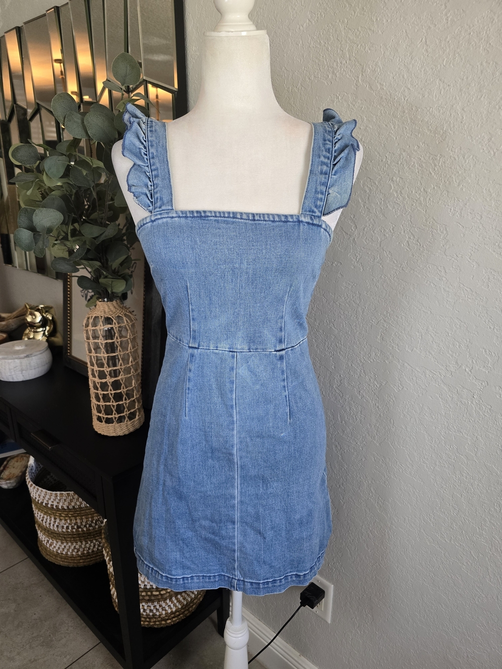 Show Me Your MuMu Ruthie Ruffle Denim Mini Dress - Picture 2 of 9